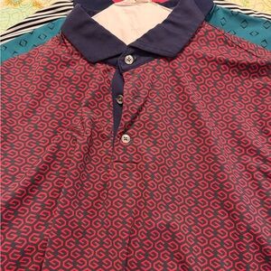 Greyson Red and Navy Geometric Polo